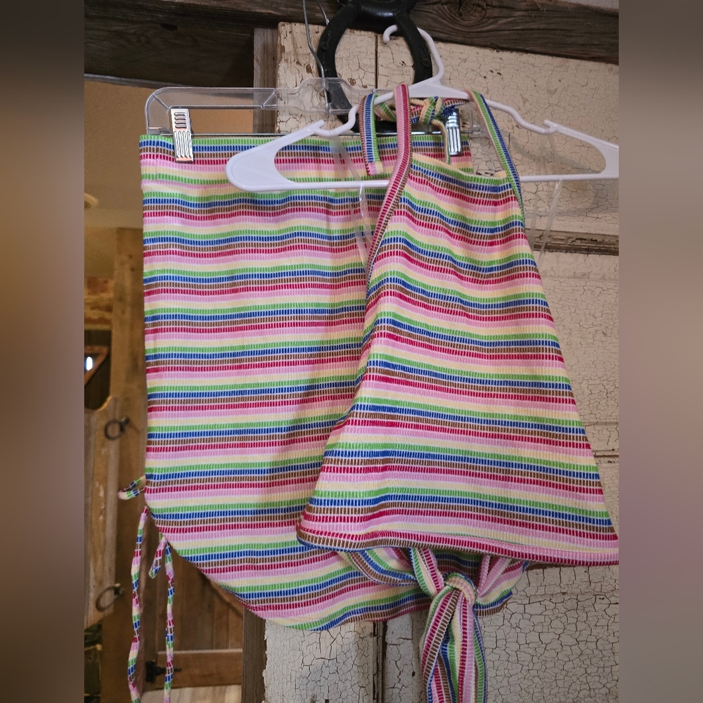 Striped Multicolor Target Pride Outfit Skirt Top Shirt XS, Small Like New